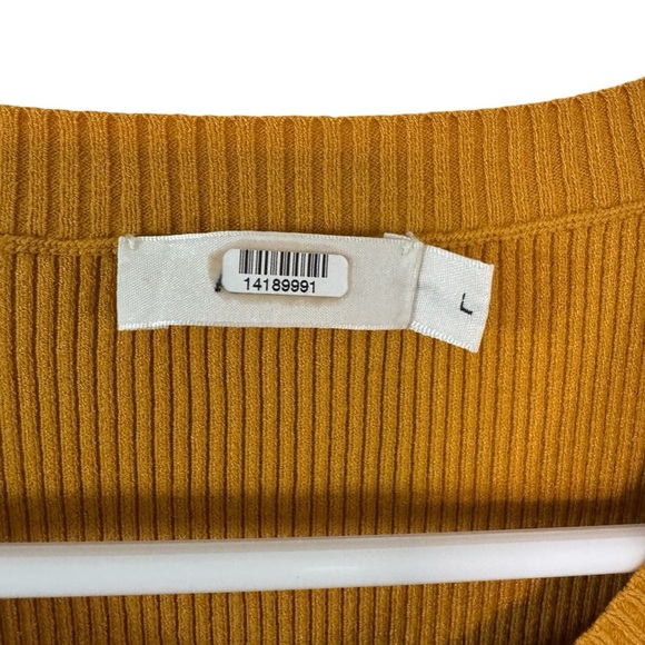 A.L.C Tulum Ribbed Ruffle Hem Mini Dress In Putty Yellow Short Sleeve L - Picture 8 of 10